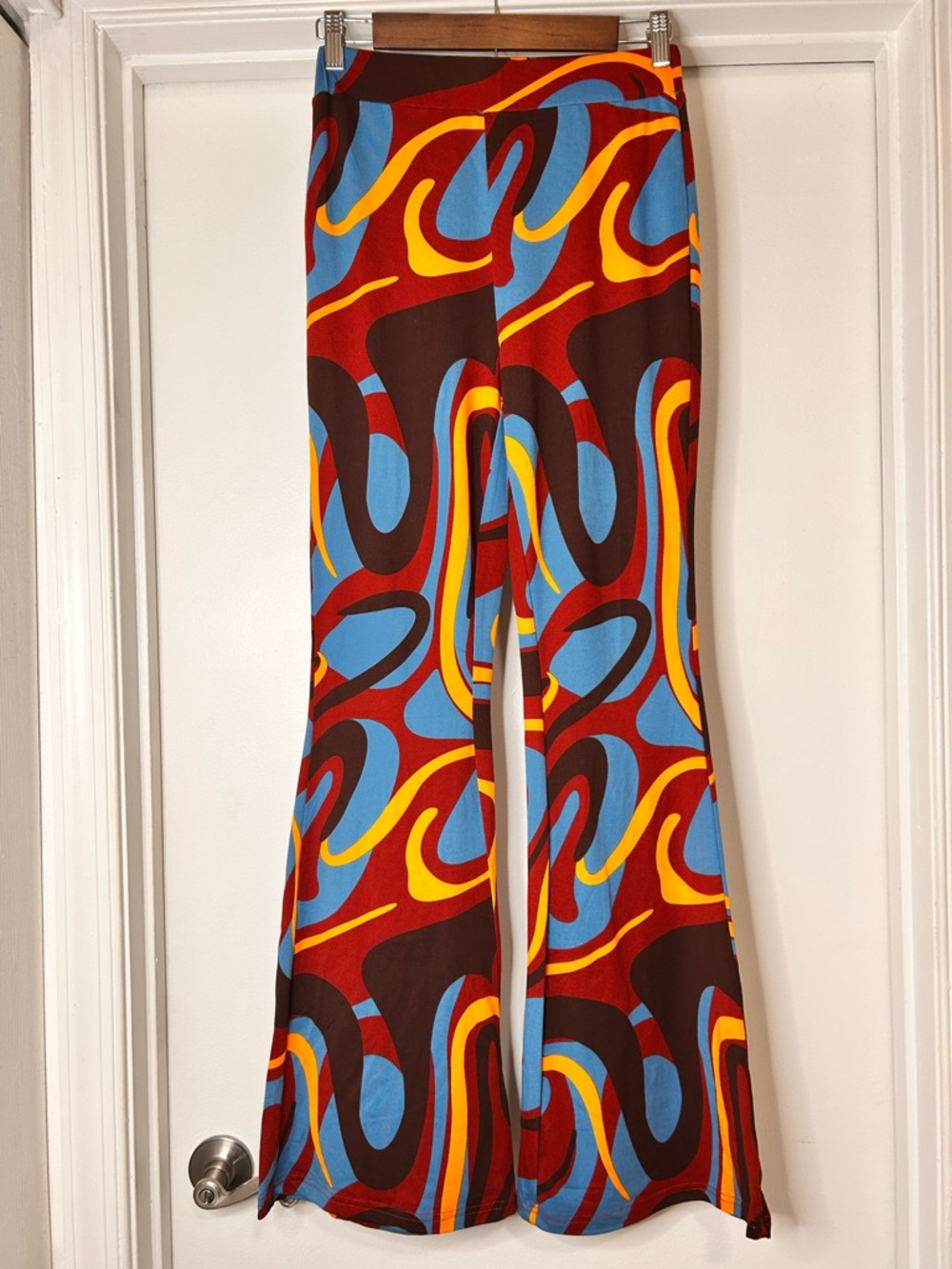 SHEIN Retro Swirl Print Flared Pants - Size Small - Picture 4 of 8